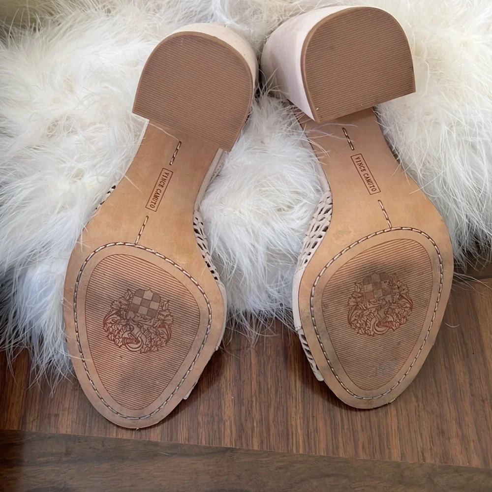 Vince Camuto Suede Cream Chunky Heel - Picture 3 of 9